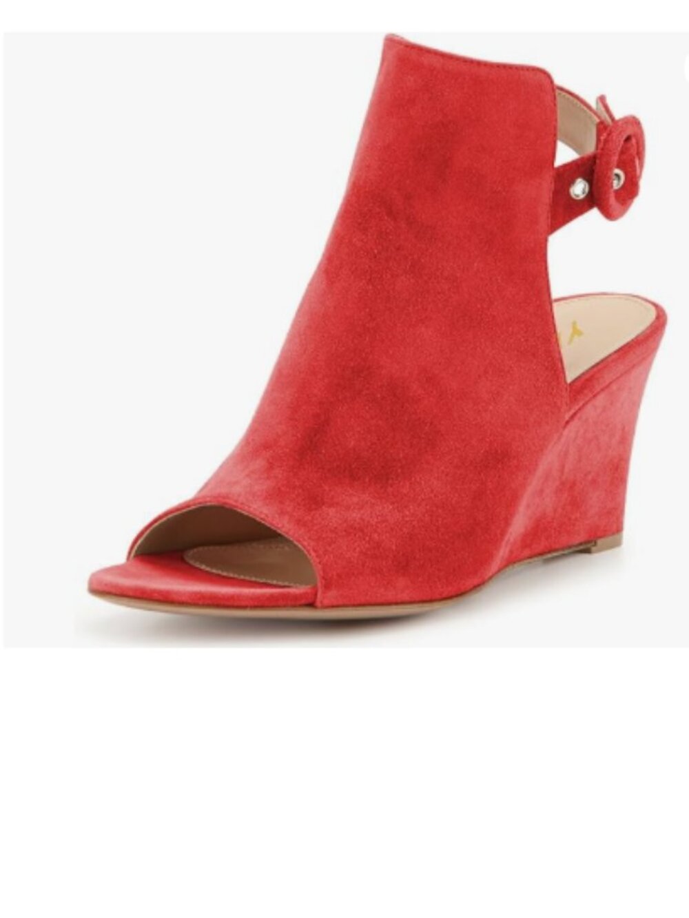 YDN Red Wedge High Heel Slingback Sandals Open Toe Suede Ankle Bootie Party Pump